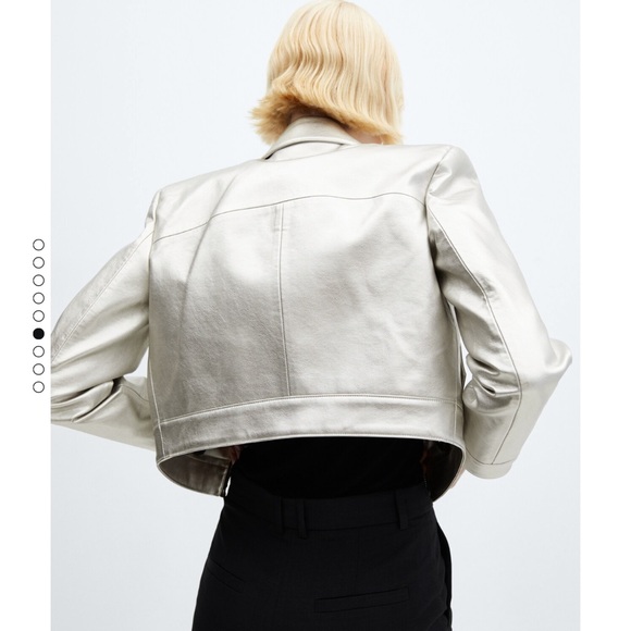 Mango MNG NWT Metallic cropped jacket silver leather size small - Picture 5 of 9
